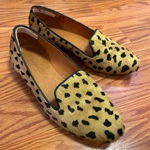 Madewell pony hair cheetah print flats loafers slip ons